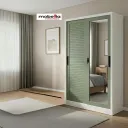 Lemari Pakaian Besi Minimalis 2 Pintu Sliding dengan Cermin Full Body - WB 301 CG