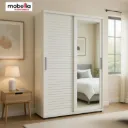 Lemari Pakaian Besi Minimalis 2 Pintu Sliding dengan Cermin Full Body - WB 301 C