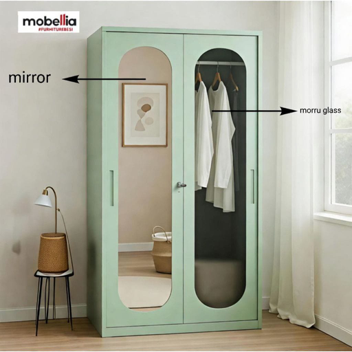 Lemari Pakaian Besi Minimalis 2 Pintu Sliding - FMGSO2