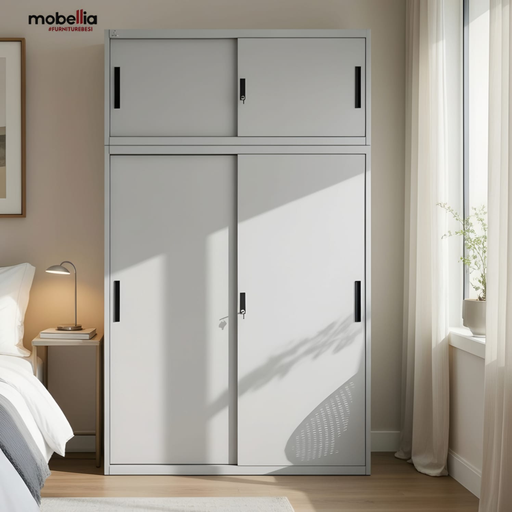 Lemari Pakaian Besi 2 Pintu Sliding Jumbo - OSWS AB ALBA